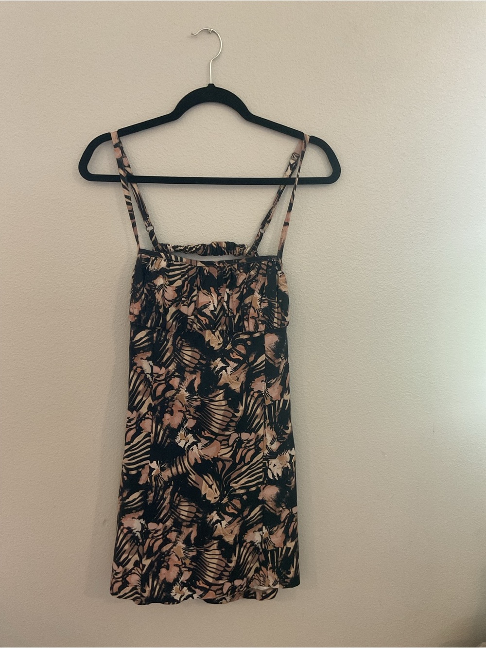 Free People Black and Blush Floral Mini Dress